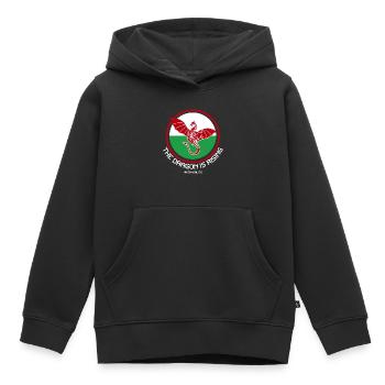 Le Dragon s’élève, Indy Wales - Sweat Premium à capuche enfant bio - noir - Devant - AI Model Kid Male (0cm)