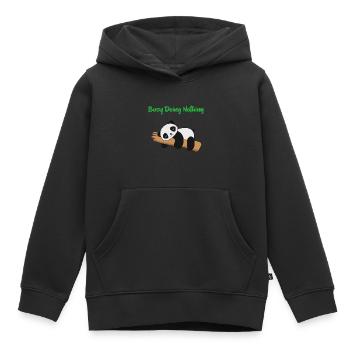 Busy Doing Nothing Panda in Baum - Kinder Premium Organic Hoodie - Schwarz - Vorne - AI Model Kid Male (0cm)