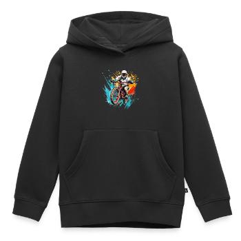BMX Fahrer in eindrucksvollen Farben - Kinder Premium Organic Hoodie - Schwarz - Vorne - AI Model Kid Male (0cm)