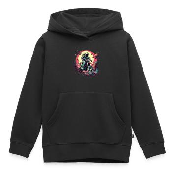 Motorrad auf dem Mond - Kinder Premium Organic Hoodie - Schwarz - Vorne - AI Model Kid Male (0cm)