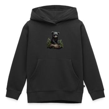 Ours noir américain Bébé ours Animal Nature - Sweat Premium à capuche enfant bio - noir - Devant - AI Model Kid Male (0cm)