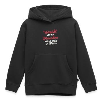 Vorsicht vor dem Frauchen - Kinder Premium Organic Hoodie - Schwarz - Vorne - AI Model Kid Male (0cm)