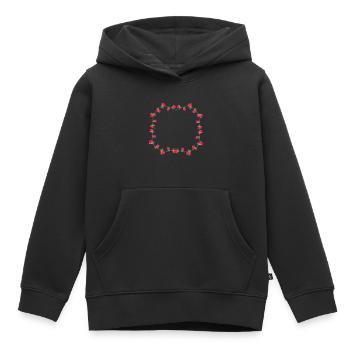 Cadre Rose Fleur Rose Fleurs Carré - Sweat Premium à capuche enfant bio - noir - Devant - AI Model Kid Male (0cm)