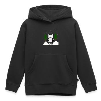 Ours blanc - Sweat Premium à capuche enfant bio - noir - Devant - AI Model Kid Male (0cm)