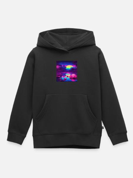Water lilies on the lake - Kids Premium Organic Hoodie - black