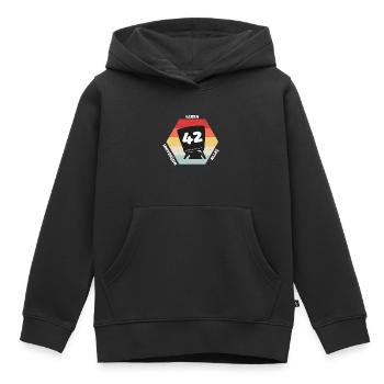 Antwort 42 - Kinder Premium Organic Hoodie - Schwarz - Vorne - AI Model Kid Male (0cm)