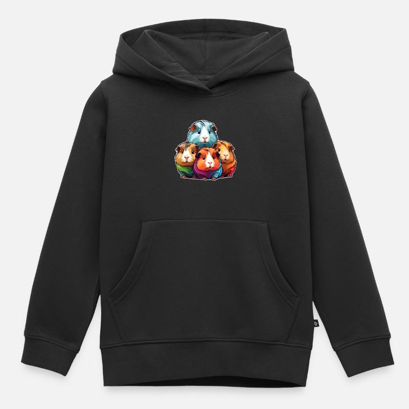 Quatre mignons cochons d’Inde - Sweat Premium à capuche enfant bio - noir