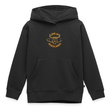Mon bétail des Highlands que j’aime Highlands - Sweat Premium à capuche enfant bio - noir - Devant - AI Model Kid Male (0cm)