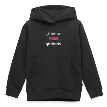 Je suis une HATICE qui déchire - Sweat Premium à capuche enfant bio - noir - Devant - AI Model Kid Male (0cm)