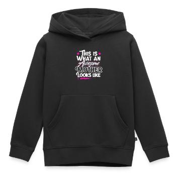 Mom mother - Kids Premium Organic Hoodie - black - Front - AI Model Kid Male (0cm)