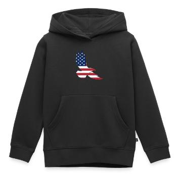 Aigle d’Amérique - Sweat Premium à capuche enfant bio - noir - Devant - AI Model Kid Male (0cm)
