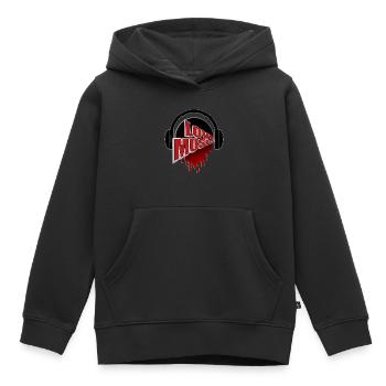 Liebe Musik Kopfhörer Herzblut - Kinder Premium Organic Hoodie - Schwarz - Vorne - AI Model Kid Male (0cm)