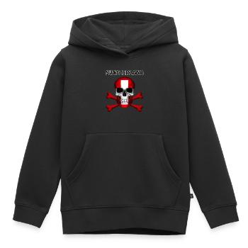 Skull Jolly Roger Pirate Flag Switzerland R6Z - Kinder Premium Organic Hoodie - Schwarz - Vorne - AI Model Kid Male (0cm)