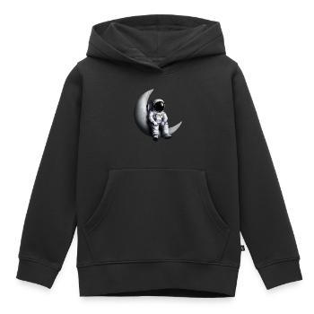 Astronaut im Halbmond - Kinder Premium Organic Hoodie - Schwarz - Vorne - AI Model Kid Male (0cm)