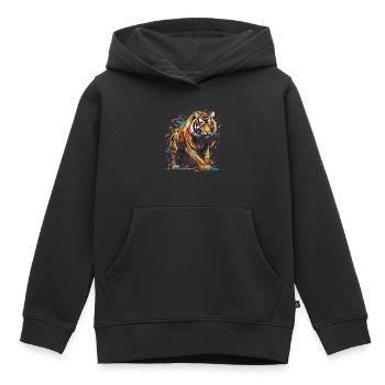 Wütender Tiger. Wut im Graffiti-Stil. - Kinder Premium Organic Hoodie - Schwarz - Vorne - AI Model Kid Male (0cm)