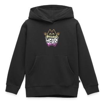Happy New Year Cat #3 Frohes Neues Jahr Katze - Kinder Premium Organic Hoodie - Schwarz - Vorne - AI Model Kid Male (0cm)
