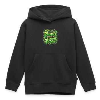 LES PLANTES : MON GENRE DE POUVOIR VERT - Sweat Premium à capuche enfant bio - noir - Devant - AI Model Kid Male (0cm)