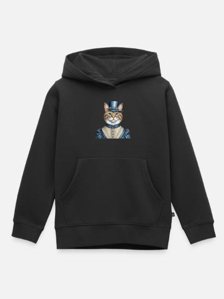 Frau Katze - Kinder Premium Organic Hoodie - Schwarz