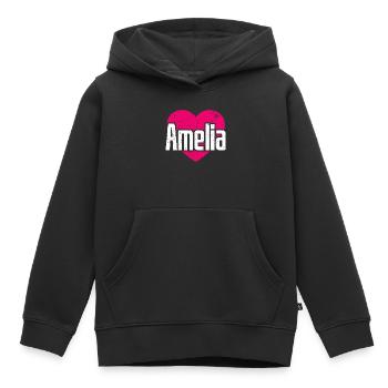 I Love Amelia Pinkes Herz Ich liebe Amelia - Kinder Premium Organic Hoodie - Schwarz - Vorne - AI Model Kid Male (0cm)
