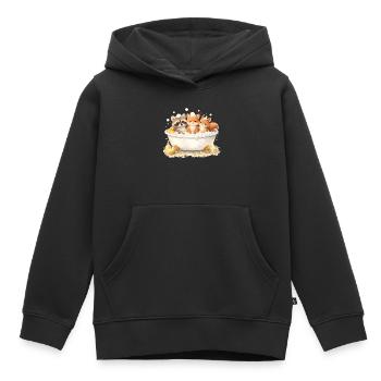 Illustration de la baignée d’animaux de la forêt mignons - Sweat Premium à capuche enfant bio - noir - Devant - AI Model Kid Male (0cm)