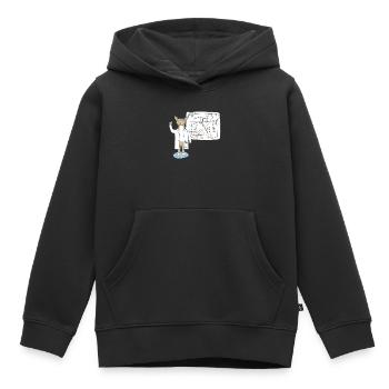 Lama as scientist explains connections - Kids Premium Organic Hoodie - black - Front - AI Model Kid Male (0cm)