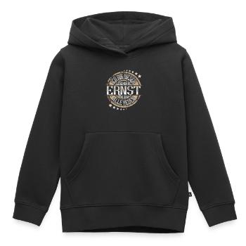 Ernst - Kinder Premium Organic Hoodie - Schwarz - Vorne - AI Model Kid Male (0cm)