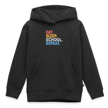 Essen, schlafen, Schule wiederholen, Schüler, lustiges Geschenk - Kinder Premium Organic Hoodie - Schwarz - Vorne - AI Model Kid Male (0cm)