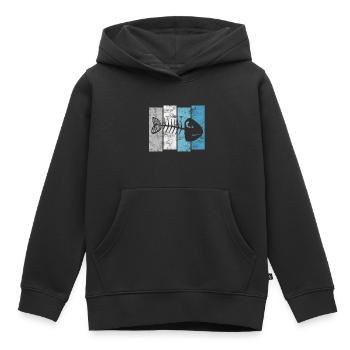 Arêtes de poisson pour pêcheurs, pêcheurs et enfants | Poissons - Sweat Premium à capuche enfant bio - noir - Devant - AI Model Kid Male (0cm)