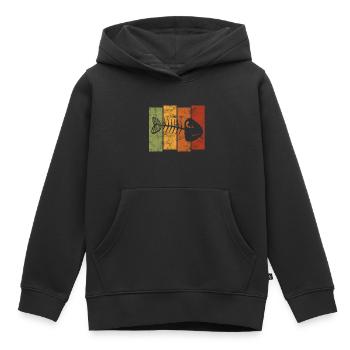 Arête de poisson pour les pêcheurs, les pêcheurs et les enfants | Poissons - Sweat Premium à capuche enfant bio - noir - Devant - AI Model Kid Male (0cm)