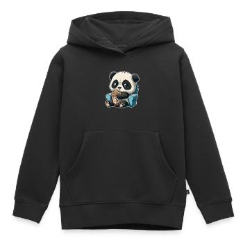 Serienjunkie Serienmarathon Panda Popcorn Couch - Kinder Premium Organic Hoodie - Schwarz - Vorne - AI Model Kid Male (0cm)