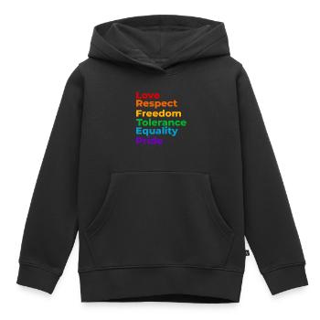 Amour Respect Tolérance - Sweat Premium à capuche enfant bio - noir - Devant - AI Model Kid Male (0cm)