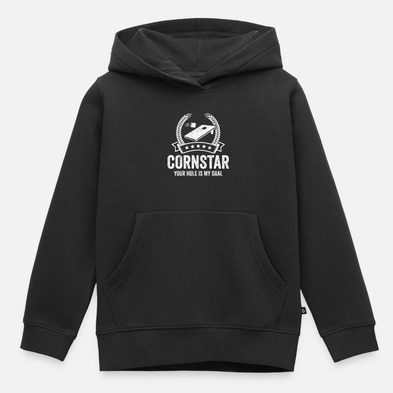 Cornhole Cornstar Votre trou est mon objectif - Sweat Premium à capuche enfant bio - noir