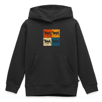 Trotteur trotter dans un style rétro ou vintage - Sweat Premium à capuche enfant bio - noir - Devant - AI Model Kid Male (0cm)