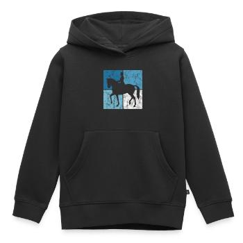 Dressage Cavalier de dressage Cheval d’équitation - Sweat Premium à capuche enfant bio - noir - Devant - AI Model Kid Male (0cm)