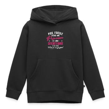 Princesse et Secrétaire - Sweat Premium à capuche enfant bio - noir - Devant - AI Model Kid Male (0cm)