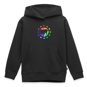 REGENBOGEN BUNT ANTIFASCHISTISCH - Kinder Premium Organic Hoodie - Schwarz - Vorne - AI Model Kid Male (0cm)