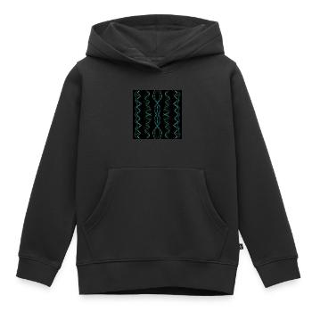 grüne und hellblaue Zickzacklinien - Kinder Premium Organic Hoodie - Schwarz - Vorne - AI Model Kid Male (0cm)