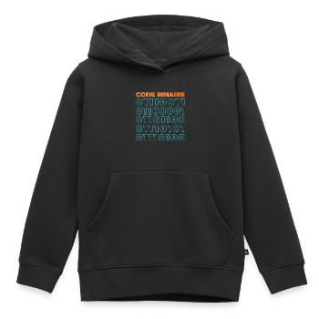 Code binaire - Sweat Premium à capuche enfant bio - noir - Devant - AI Model Kid Male (0cm)