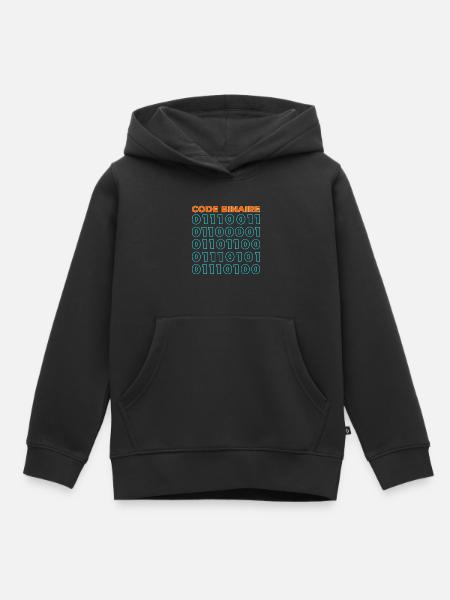 Code binaire - Sweat Premium à capuche enfant bio - noir