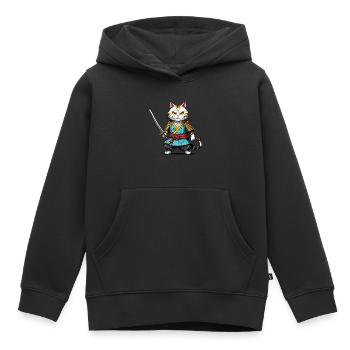 Samurai-Katze - Kinder Premium Organic Hoodie - Schwarz - Vorne - AI Model Kid Male (0cm)