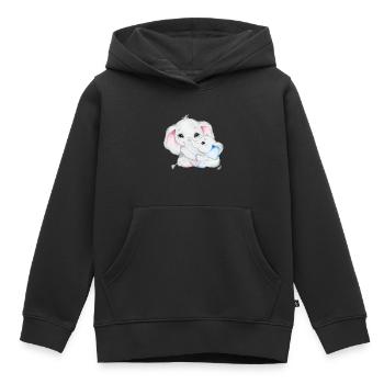 Elefanten Familie Mama Baby T-Shirt - Kinder Premium Organic Hoodie - Schwarz - Vorne - AI Model Kid Male (0cm)