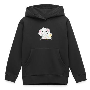 Elefanten Familie Mama Baby T-Shirt - Kinder Premium Organic Hoodie - Schwarz - Vorne - AI Model Kid Male (0cm)