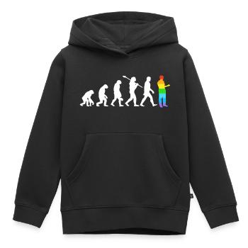 Evolution Homosexuell - Sweat Premium à capuche enfant bio - noir - Devant - AI Model Kid Male (0cm)