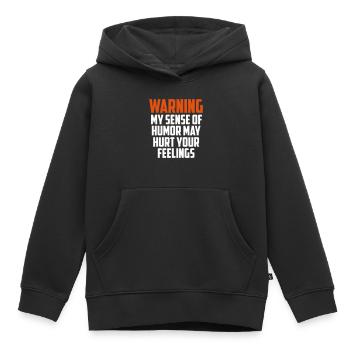 Warnung lustiges Zitat - Kinder Premium Organic Hoodie - Schwarz - Vorne - AI Model Kid Male (0cm)