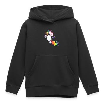 Einhorn lässt es krachen - Kinder Premium Organic Hoodie - Schwarz - Vorne - AI Model Kid Male (0cm)