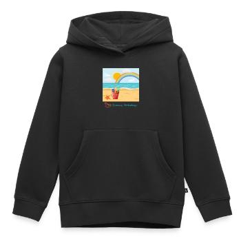 Vacances d'été à la plage, mer, sable et soleil - Sweat Premium à capuche enfant bio - noir - Devant - AI Model Kid Male (0cm)