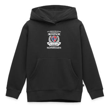 Ich brauche keine Therapie Norwegen Flagge Norge - Kinder Premium Organic Hoodie - Schwarz - Vorne - AI Model Kid Male (0cm)