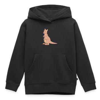 Kangourou - Sweat Premium à capuche enfant bio - noir - Devant - AI Model Kid Male (0cm)