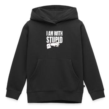 I'm with stupid - funny saying - Kids Premium Organic Hoodie - black - Front - AI Model Kid Male (0cm)