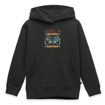 Geburtstag Level 10 freigeschaltet - Kinder Premium Organic Hoodie - Schwarz - Vorne - AI Model Kid Male (0cm)